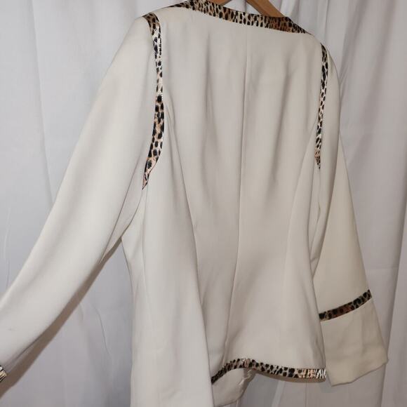 Midnight Velvet Size 12 White Jacket Animal Trip Polyester Hook Eye Lined - Picture 11 of 14